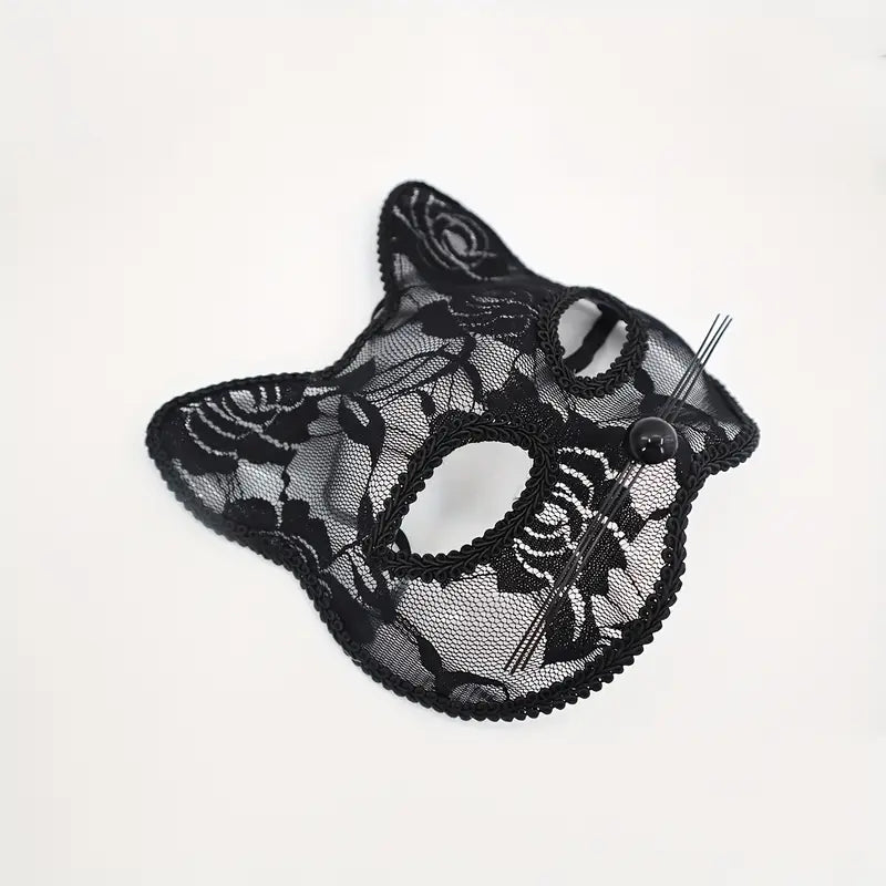 Elegant Black Lace Cat Mask