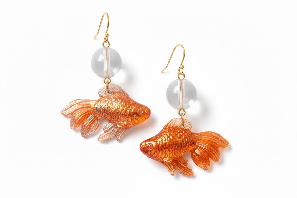 Goldfish with bubble hook earrings