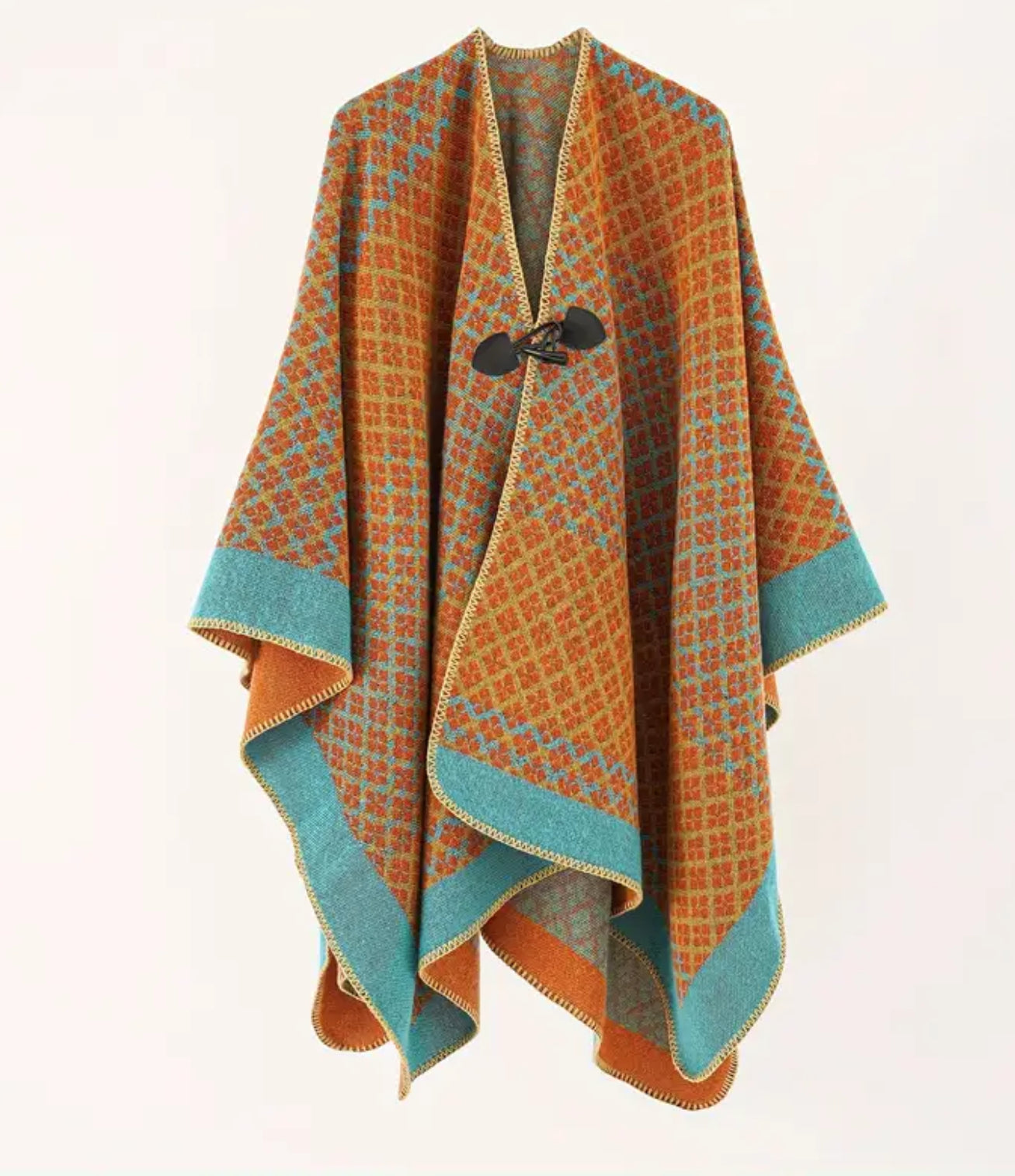 Grand poncho à carreaux
