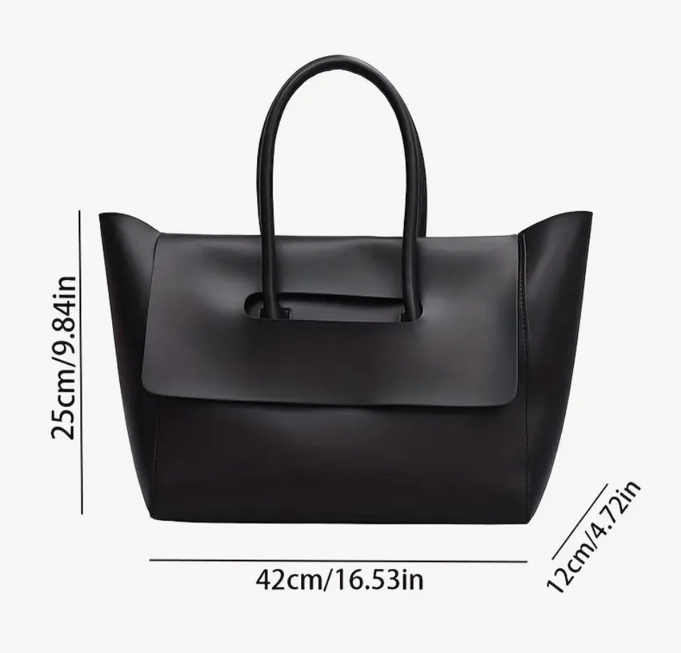 Large Black vegan leather tote bag