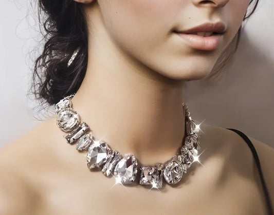 Large Zirconia crystal necklace choker