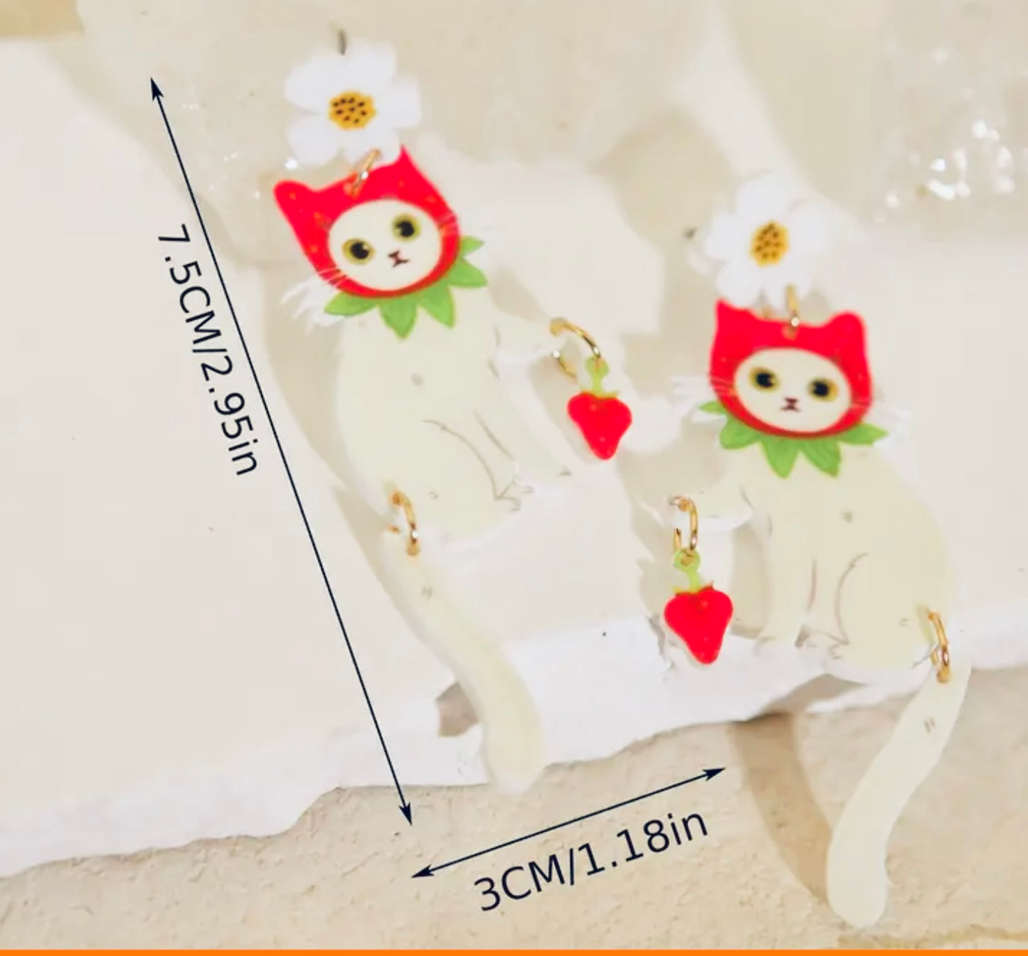 Dangling White Cat Earrings