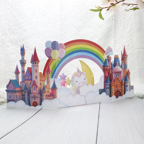 3D Castle Rainbow Birthday Card