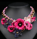 Collier en résine à fleurs roses