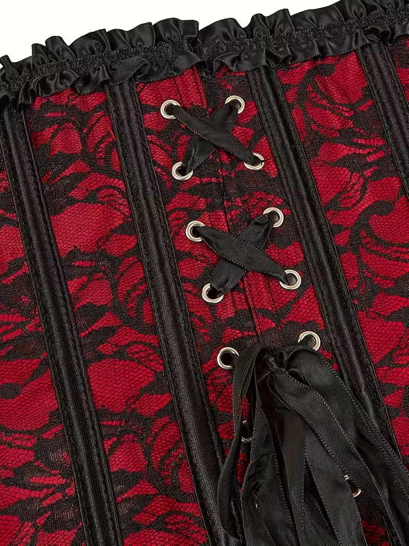 Vintage Lace Corset Top – Backless Cinched Waist