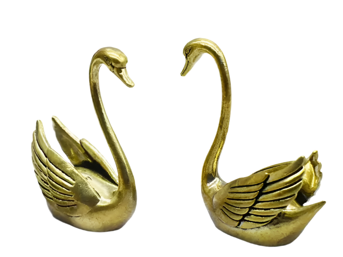 Handcrafted brass swans (set of 2)