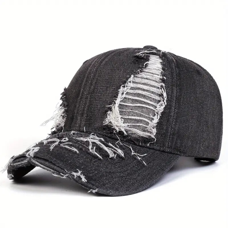 Distressed Denim Baseball Cap