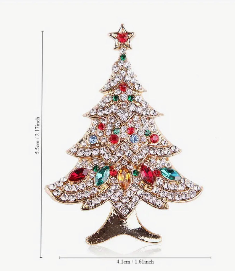 Diamante Christmas brooch