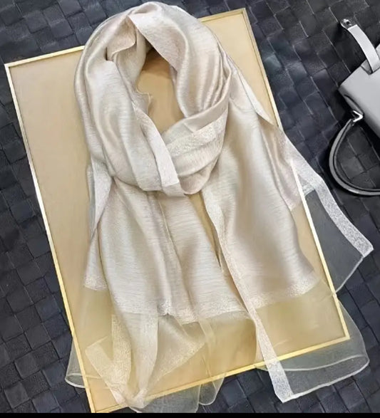 Evening beige and gold scarf