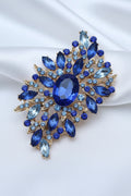 Zirconia Art Deco Brooch- Blue