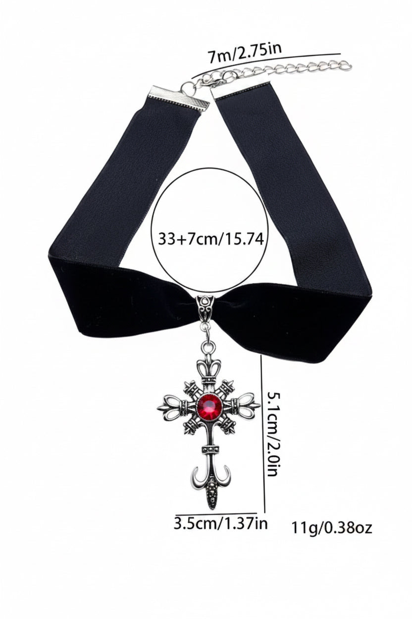 Gothic Black Choker – Elegance with Cross