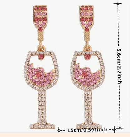 Pink Wine Glass zirconia earrings