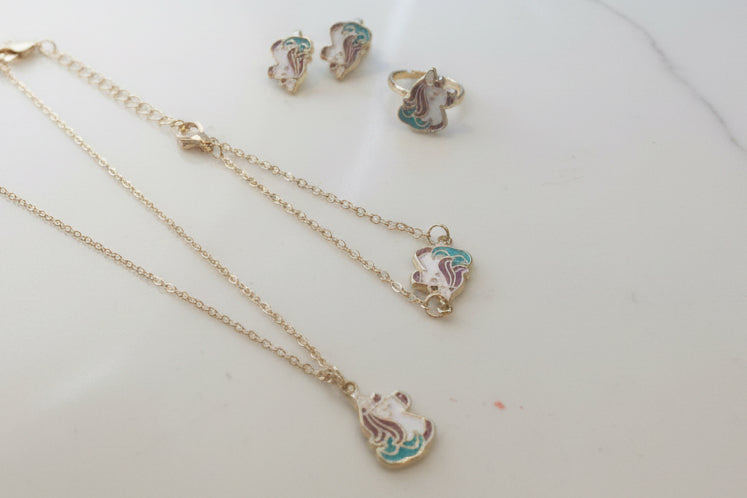 Enamel Unicorn Jewellery Set
