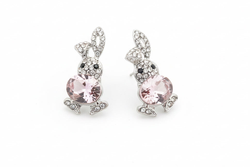 Pink Rhinestone Bunny earrings