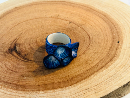 Locally Handmade Blue Glazed Ceramic Ring