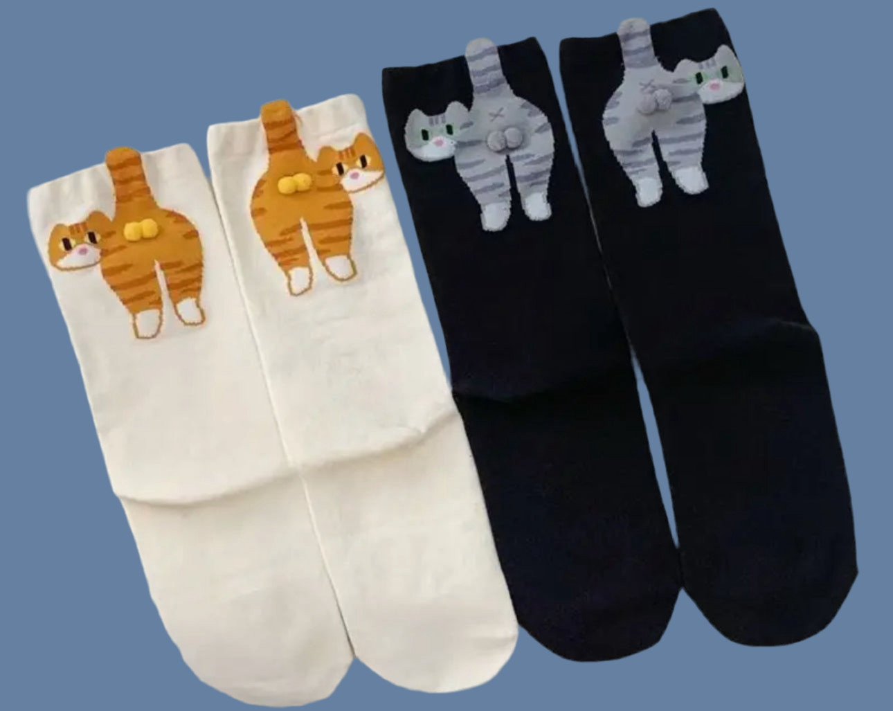 Chaussettes fantaisie chat tigré roux