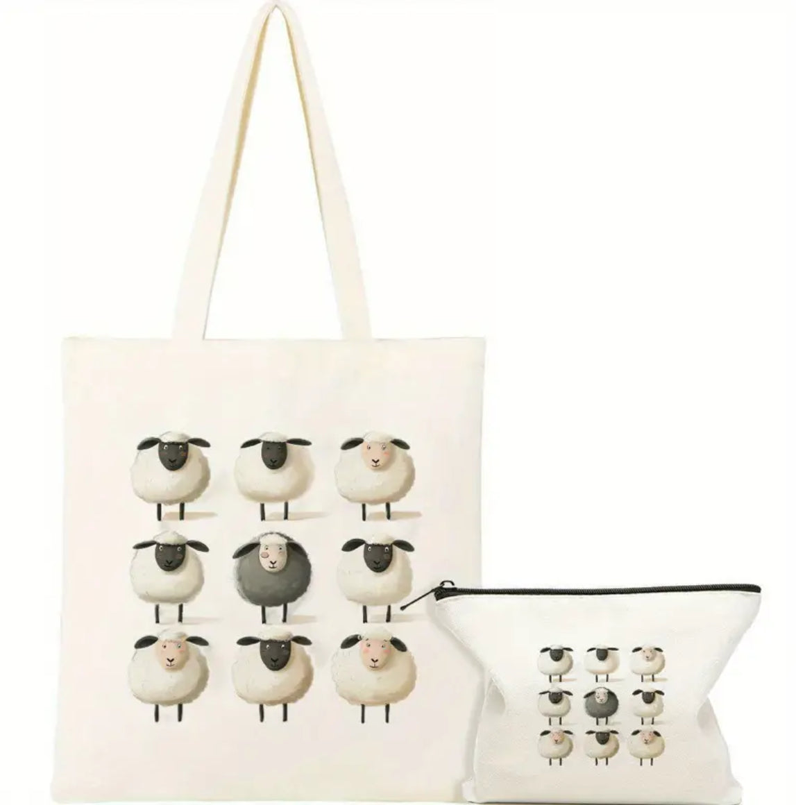 Ensemble fourre-tout et pochette en toile Black Sheep