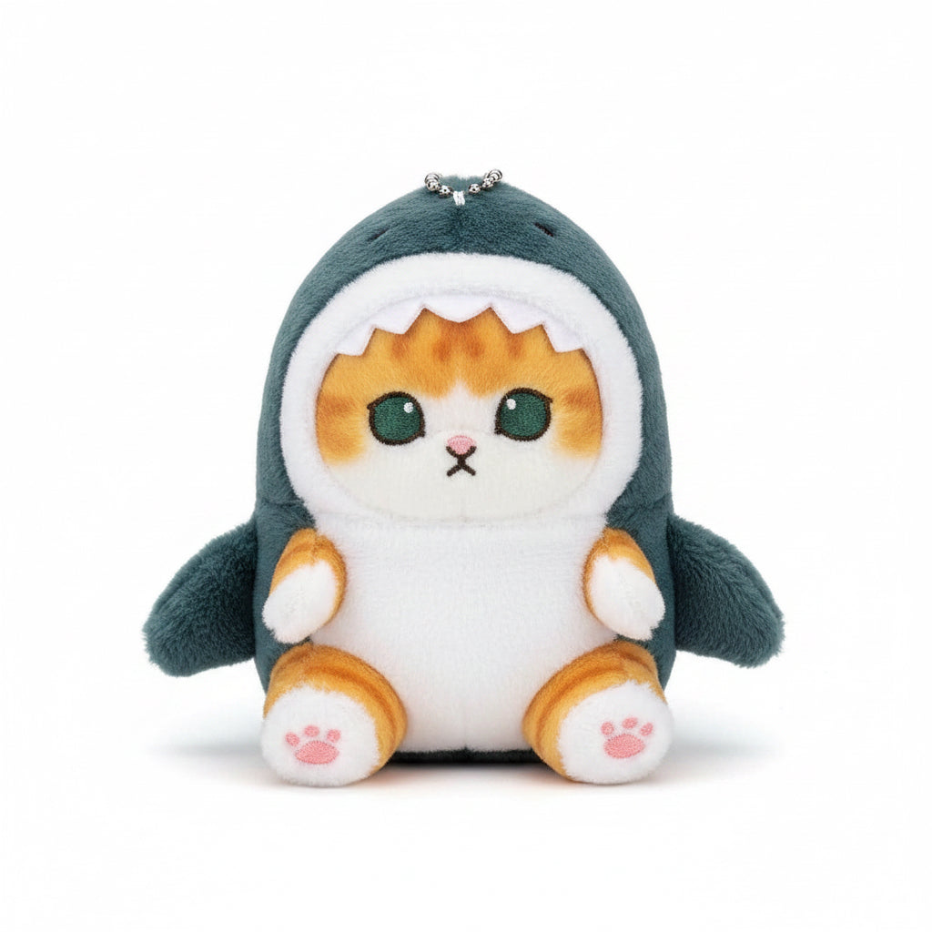 Cat in Shark Keychain or Bag Charm