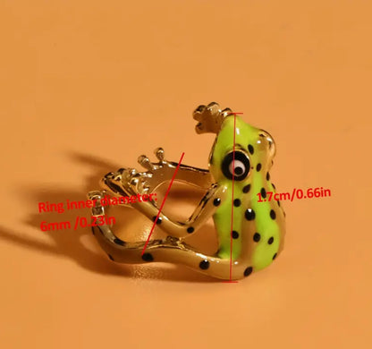 Spotted Green Frog Adjustable ring