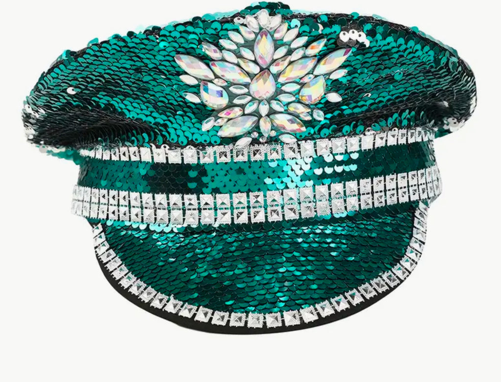 Green sequin hat