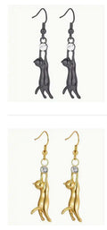 Cat chasing diamonte ball earrings