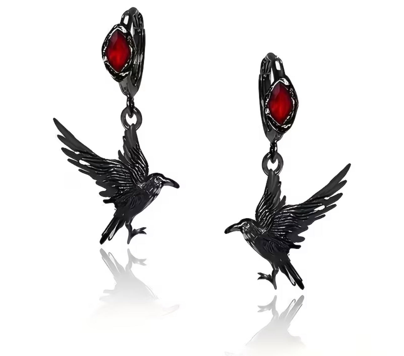Gothic crow earrings