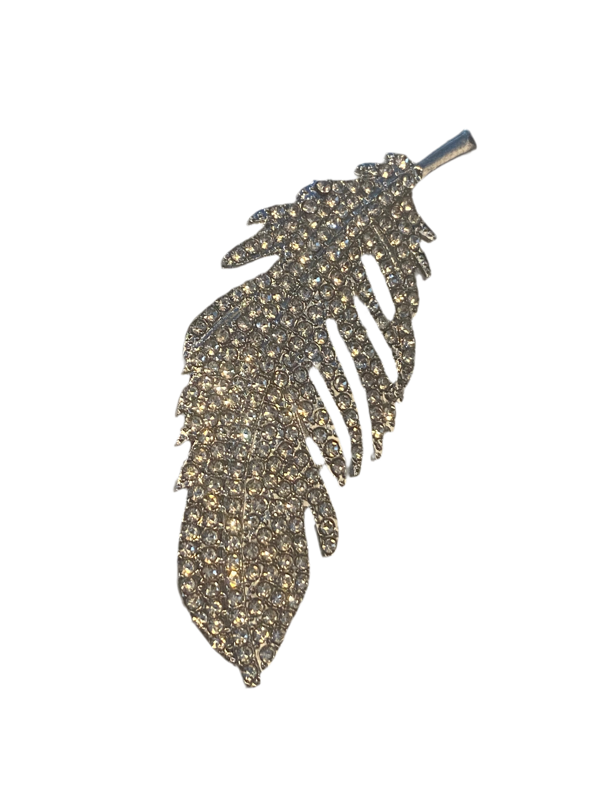 Broche plume en diamant