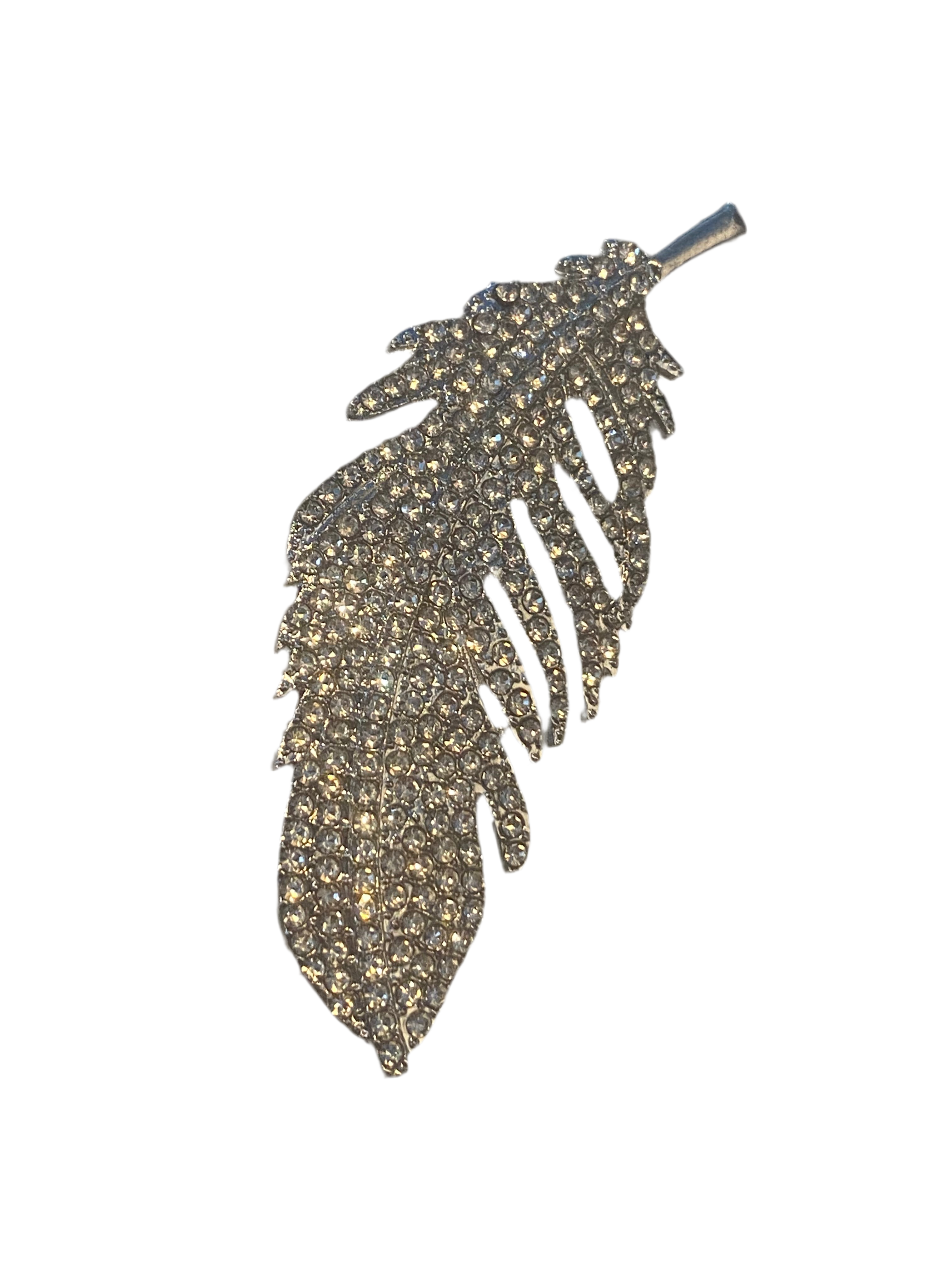 Diamonte Feather Brooch