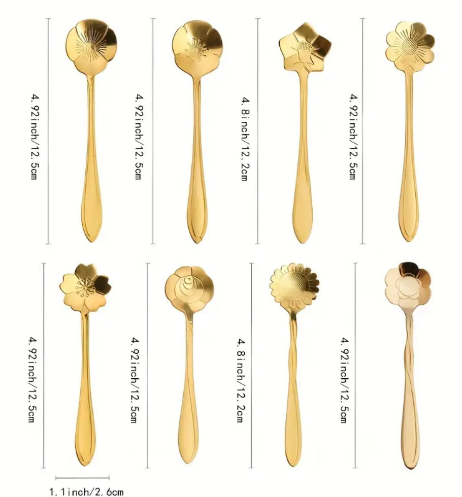 Cuillère à café fleur d'or (acier inoxydable)