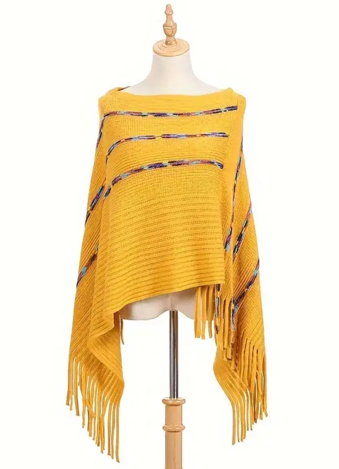 Châle tricoté funky (rouge ou jaune)