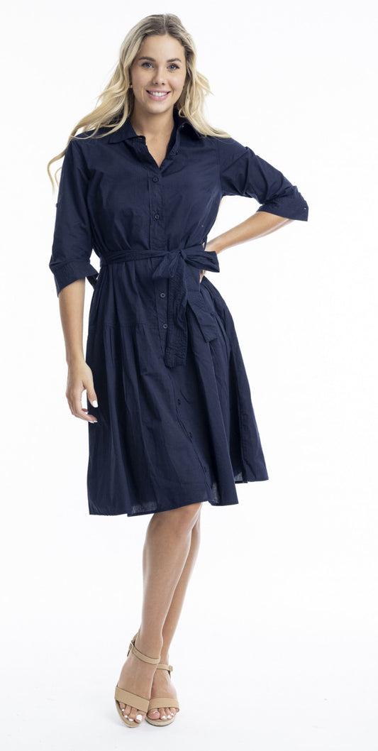 100% Organic Cotton Navy Blue Trenchcoat Dress