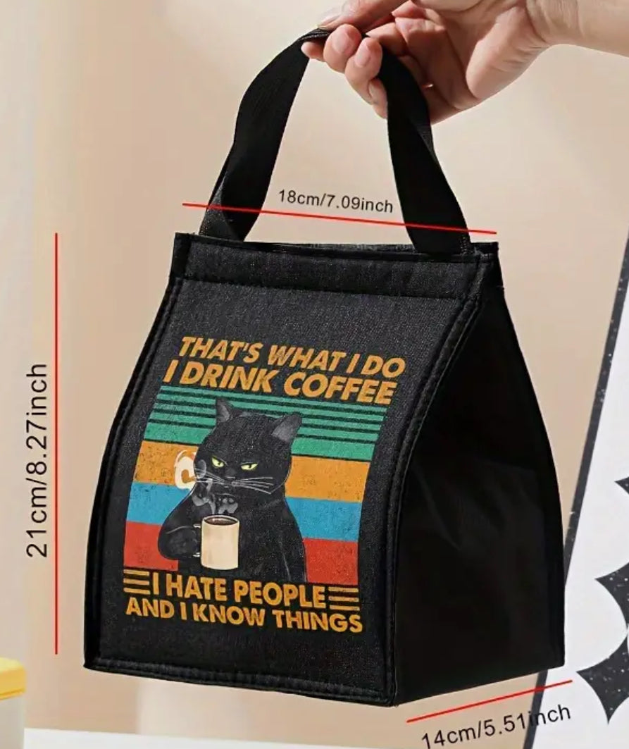 Sac à lunch isotherme Cheeky Coffee Loving Cat