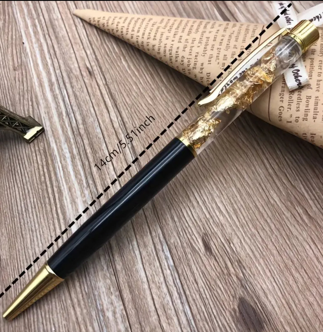 Stylo à bille à poussière d'or flottante
