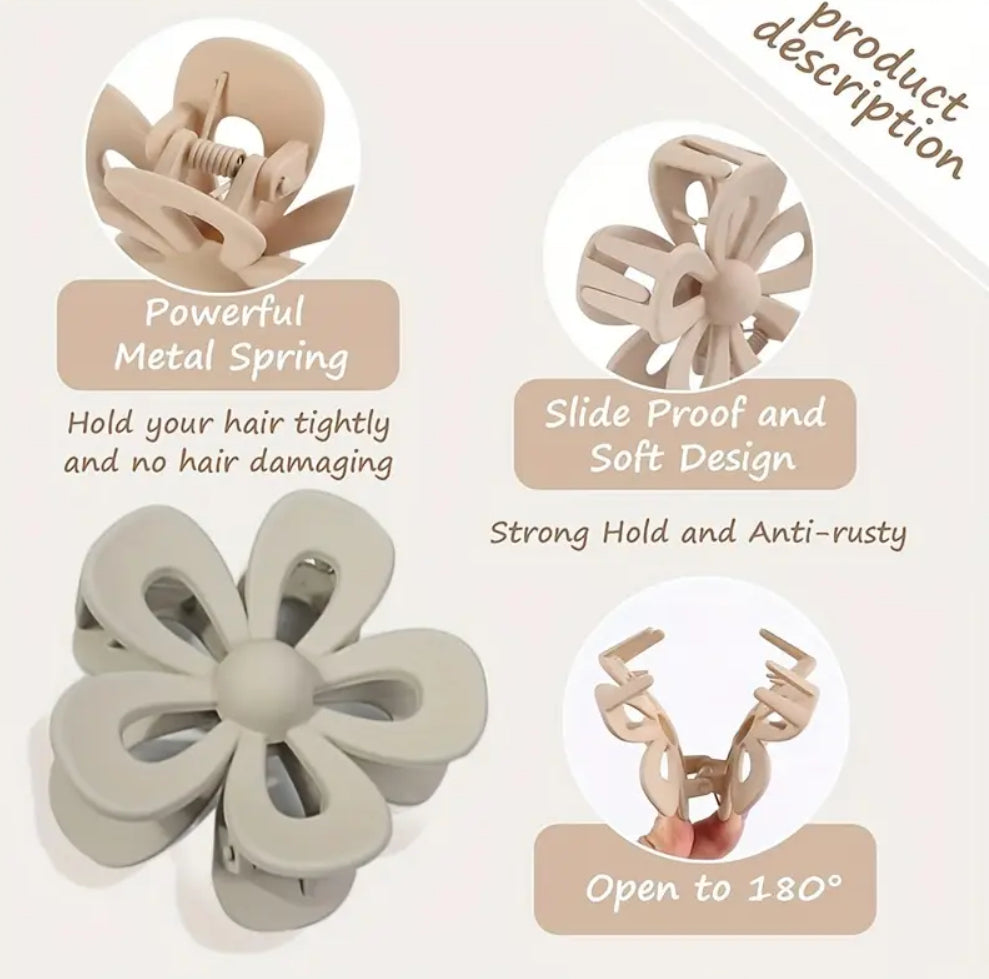 Petite pince à cheveux à griffes en forme de fleur creuse