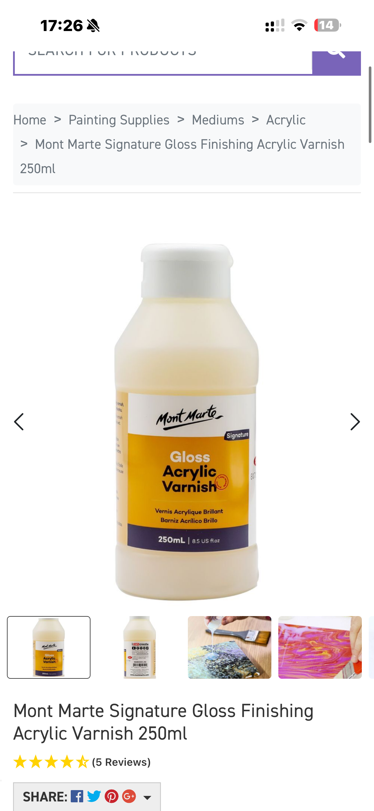 Gloss Acrylic Varnish 250mL