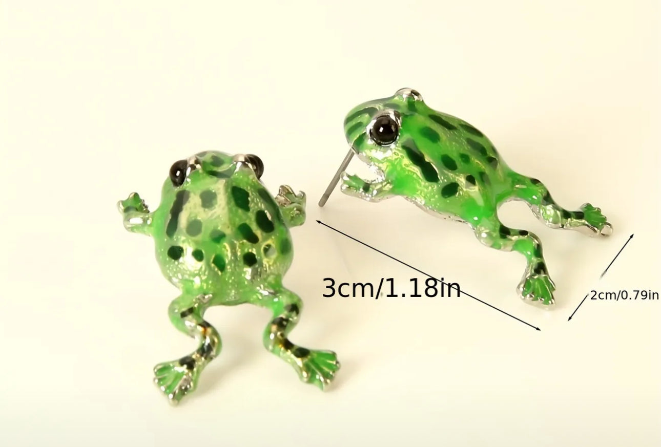 Green Frog Stud earrings
