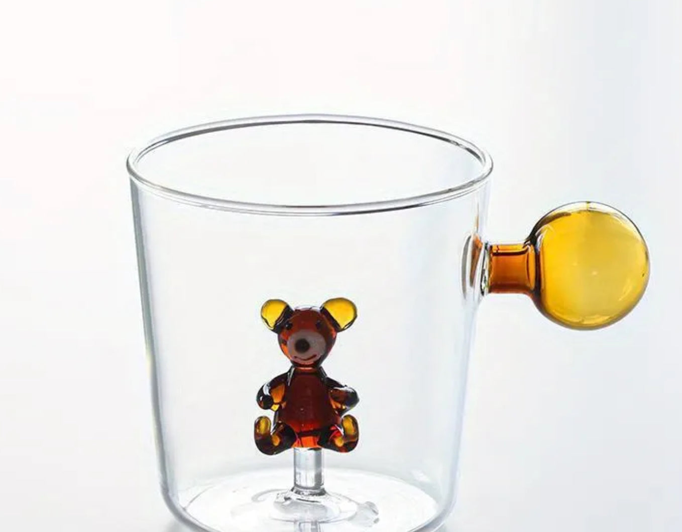 Tasse en verre avec fleur ou ours en peluche