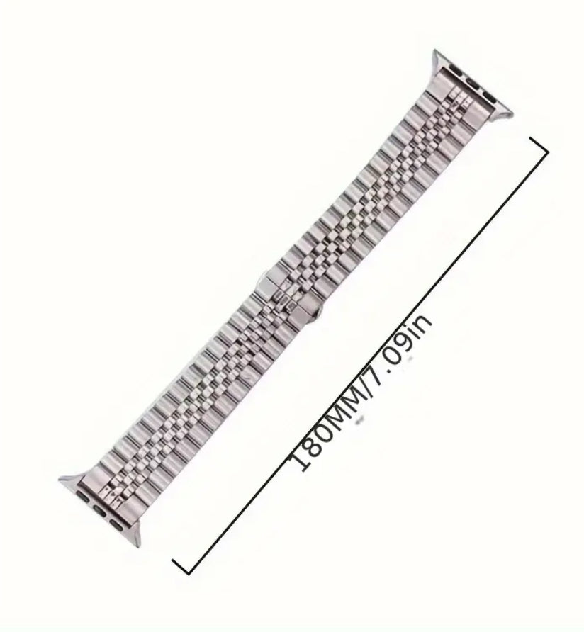 Bracelet Apple Watch en acier inoxydable argenté et noir 42, 44, 45, 49 mm