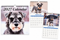 2027 Schnauzer wall calendar cover and sample months