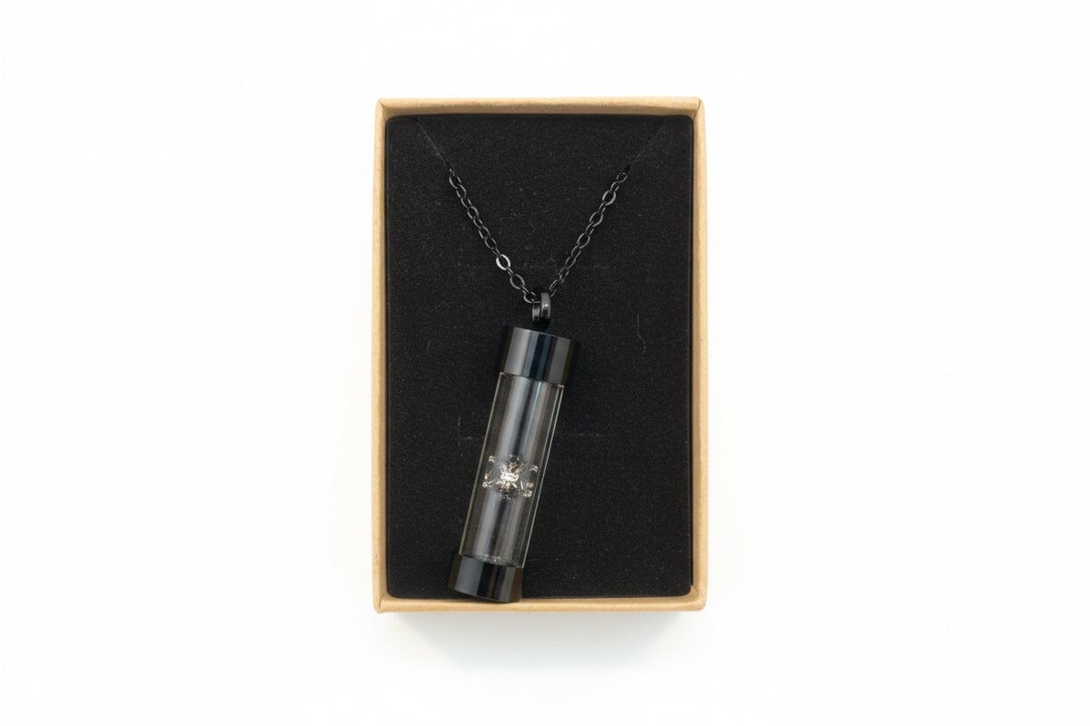 Glass vial stainless steel necklace