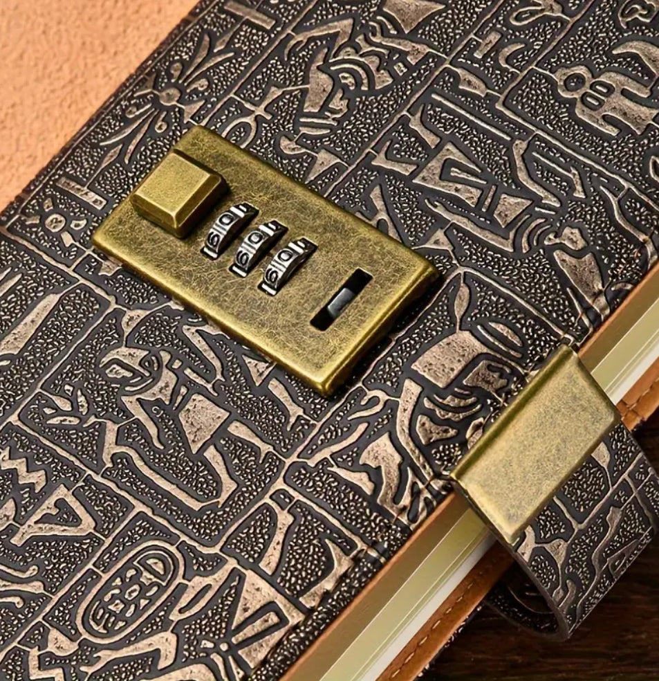 Embossed Ancient Egyptian Locked A5 ruled journal