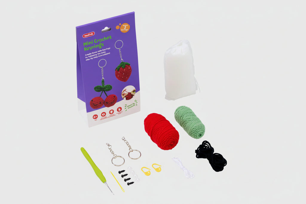 Crochet Keychain Starter Kit-Strawberry & Cherry