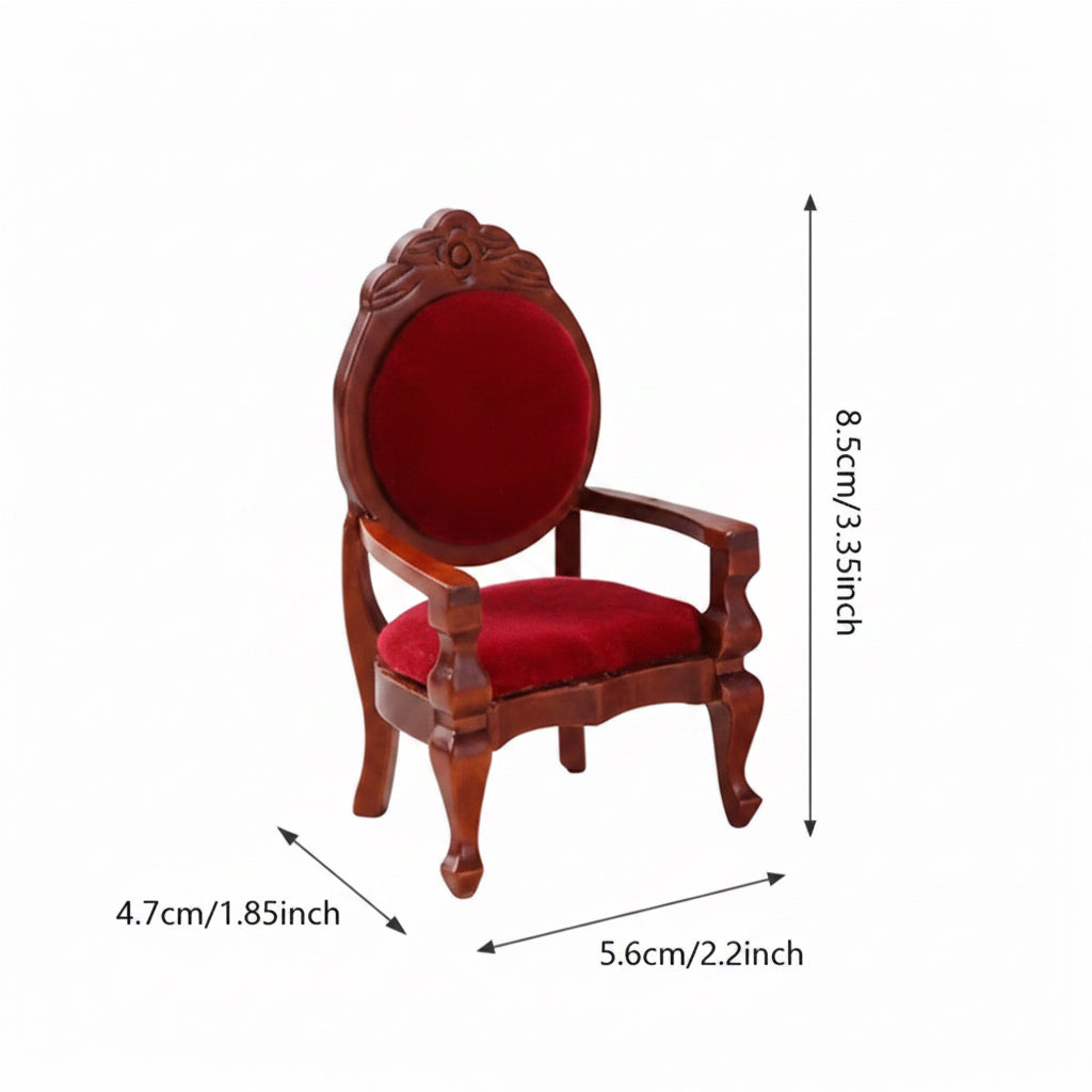 Miniature Wooden Velvet Armchair