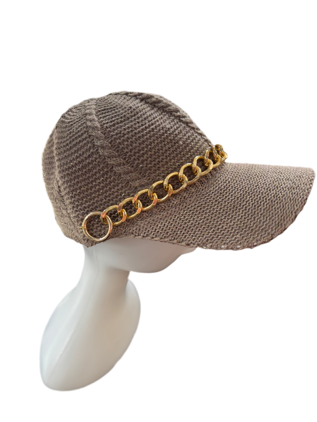Crochet Cap with gold chain detail