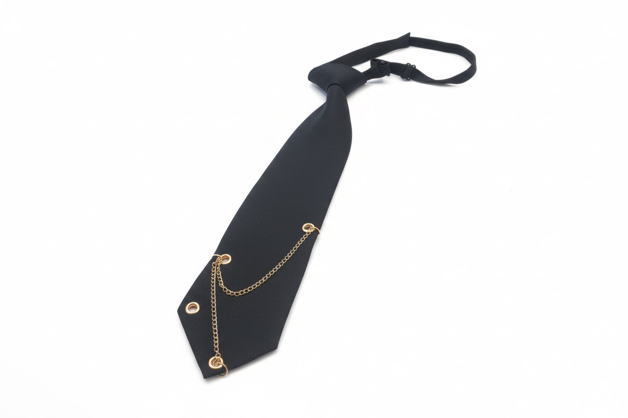Evening Black Tie with Gold Chain