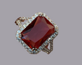 Silver plated red zirconia ring