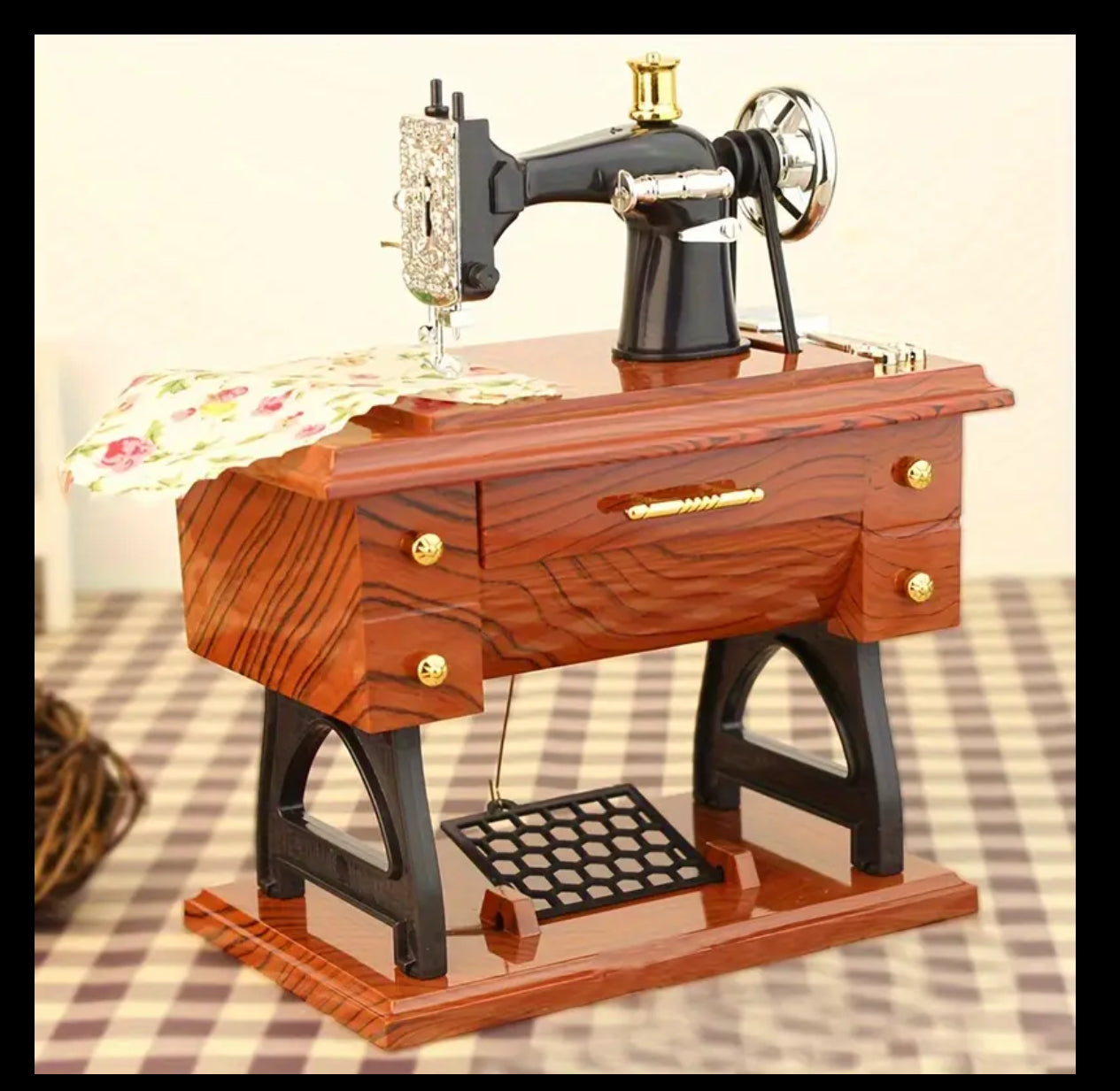 Vintage sewing machine music box