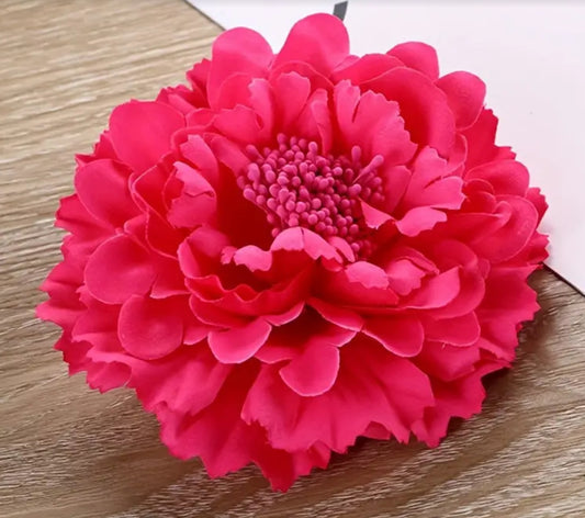 Red Fabric Flower Brooch or Hair Clip