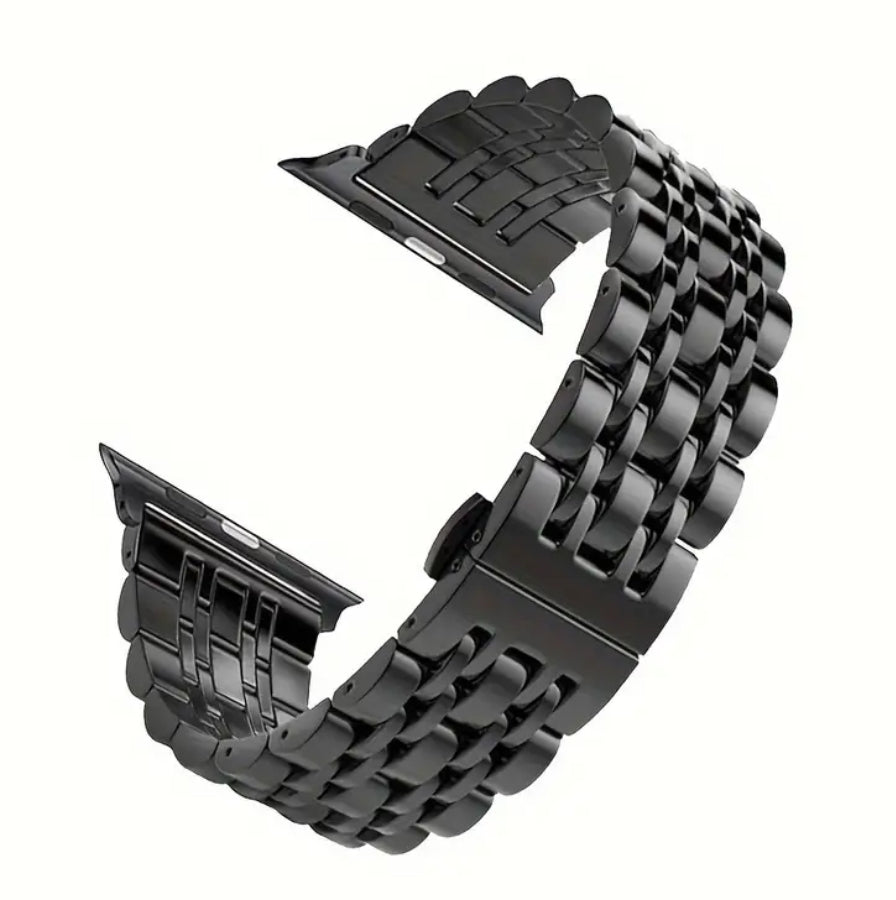 Bracelet Apple Watch en acier inoxydable noir 42, 44, 45, 49 mm