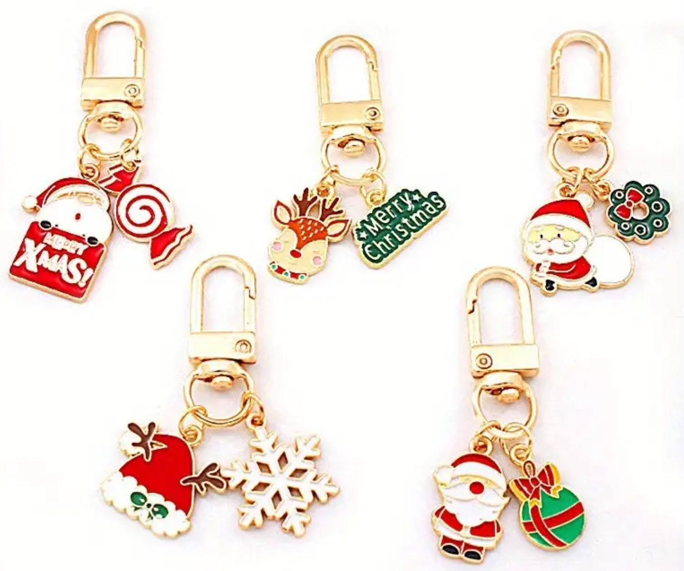 Porte-clés à clip métallique de Noël